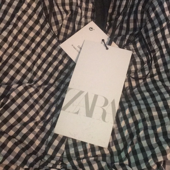 Zara Gngham Midi Dress XS Black White - Picture 9 of 9